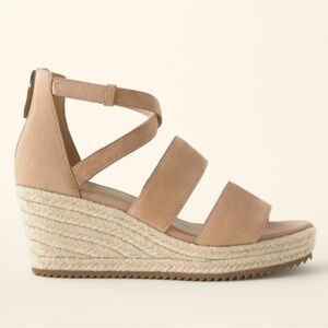 EILEEN FISHER Wali Latte Tan Nubuck Strappy Espadrille Wedge Sandals Size 10